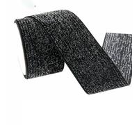 Velvet Ribbon, Black Velvet Ribbon Gold Silver Threads 5-10 Yards 10-38mm(38mm Silver Wire,10 Yards)