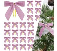 Velvet Ribbon Bows for Christmas Tree, 24 PCS Purple Bow Ornaments for Xmas Tree, Small Mauve Christmas Bows Decorations for Wreaths, Garland, Gift Wrapping, Holiday - 1'' Wide, 3.5 × 3.5 inch