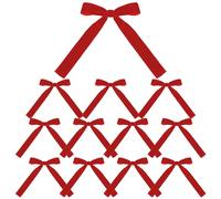 Velvet Ribbon Garland Bows, Christmas Bows | 12X Velvet Ribbon Red Garland Bows,Portable Velvet Christmas Tree Bows for Tree, Front Door, S