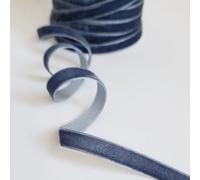 Velvet Ribbon Trim - 10mm Wide Denim - Full 45m Roll