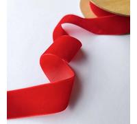 Velvet Ribbon Trim - 25mm Wide Red - Per Metre