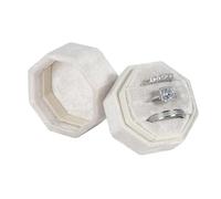 Velvet Ring Box,3 Slots Octagon Jewelry Ring Gift Box Vintage Ring Display Holder Case for Wedding Ceremony Proposal Engagement (Beige)