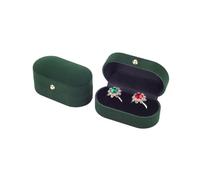 velvet ring boxes Velvet Jewelry Ring Box Oval Double for Proposal Engagement Wedding Ceremony(Green and Black)