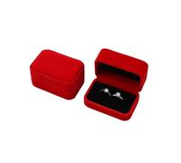 velvet ring boxes Velvet Ring Box Couple Double Earrings Display Holder Case Proposal Engagement Wedding Marriage Anniversary Jewelry Packing(Red)