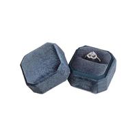 velvet ring boxes Vintage Octagon Square Velvet Single&Double Ring Box with Detachable Lid Earrings Proposal Wedding Pendant Storage(Blue,Pendan box)