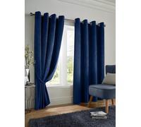 Velvet Ring Top Blackout Curtains Luxury Living Blue 117cm width x 183cm drop