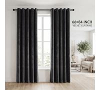 (Velvet Ringtop - Black) 66x84 Dual Panel Curtains with Free Tiebacks | Premium Quality Drapes