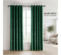 (Velvet Ringtop - Green Emerald) 66x84 Dual Panel Curtains with Free Tiebacks | Premium Quality Drapes