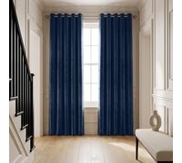 (Velvet Ringtop - Navy) 66x84 Dual Panel Curtains with Free Tiebacks | Premium Quality Drapes