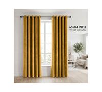 (Velvet Ringtop - Ochre) 66x84 Dual Panel Curtains with Free Tiebacks | Premium Quality Drapes
