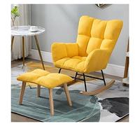 Velvet Rocking Accent Chair with Ottoman Upholstered Glider Rocker Armchair for Nursery Comfy High Backrest Side Chair in Yellow Ideal for Relaxation and Style