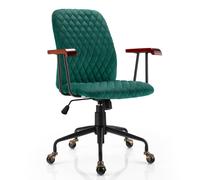 Velvet Rocking Leisure Chair - Adjustable Height 90-98 cm, 360 Swivel, Copper Casters, Ergonomic Backrest