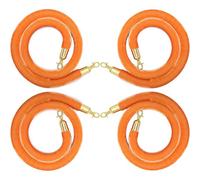 Velvet Rope Barriers, with Hooks, Heavy-Duty Stanchion Ropes for Queue Lines, Crowd Control & Entry Management (Orange 2m/6.5ft)