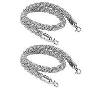 Velvet Rope Ber Set, 2 Pack Twisted Hemp Rope, Braided Queue Management Ropes for Indoor Entryways, Crowd Control Stanchion for Waiting Lines