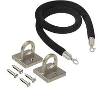 Velvet Rope Wall Mounted, Hanging Barrier Ropes with 2 Wall Hooks Kits, Stanchion Queue Hanging VIP Rope for Movie Theaters Red Carpet Event Crowd Control Stanchion Rope(Black B,2.1m/7ft)