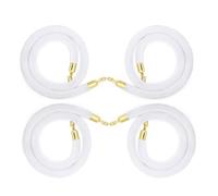Velvet Rope with - 4-Pack 2m/6.5ft White Crowd Control Barriers Traffic Management Accessories Event Line Queue Premium Quality.