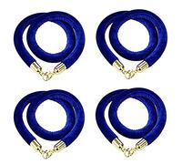 Velvet ropes, 4 Pcs Blue Velvet Ropes, Crowd Control Rope Barrier with Gold Clasps, Stanchion Rope/Crowd Hanging Line VIP Cords for Hotels, Cinemas, Movie Theaters(300cm/10ft)