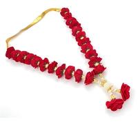 Velvet Rose Flower Garland for Photo Frame and God Idol | Artificial Pearl Moti Gulab Mala Haar (Size: 16 Inch)