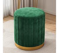 Velvet Round Ottoman Footrest Stool for Living Room Bedroom Pink Velvet Upholstered Small Foot Stool Modern Design and Comfort,Green-Small
