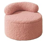 Velvet Round Ottoman with Storage and Small Backrest Multifunctional Vanity Stool Foot Rest and Coffee Table with Padded Seat for Living Room or Bedroo,Pink-One Size