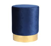 Velvet Round Pouffe Footrest Ottoman Stool - 29 x 36cm Harbour Housewares Blue One Size