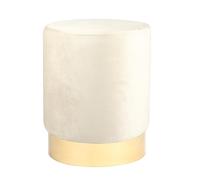 Velvet Round Pouffe Footrest Ottoman Stool - 29 x 36cm Harbour Housewares Cream One Size