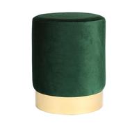 Velvet Round Pouffe Footrest Ottoman Stool - 29 x 36cm Harbour Housewares Green One Size
