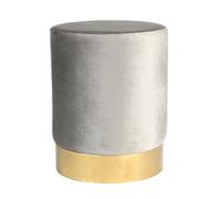 Velvet Round Pouffe Footrest Ottoman Stool - 29 x 36cm Harbour Housewares Grey One Size