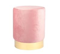 Harbour Housewares Velvet Round Pouffe Footrest Ottoman Stool - 29 x 36cm in Pink | Size: 29 x 36 cm Harbour Housewares Pink 29 x 36 cm