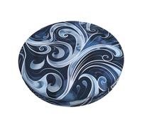 Velvet Round Stool Covers, 3 Layers Round Bar Stool Seat Covers with Thin Pad, Blue Swirls Round Stool Cushion Cover Super Soft Stool Seat Covers for most regular bar stool chairs