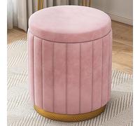 Velvet Round Storage with Removable Lid, Versatile Mushroom Stool for Living Room, Bedroom & Makeup Area, Stylish Vanity Seat & Multi-functional Footrest