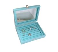 Velvet Rrings Box Jewelry Display Casket Storage Organizer Ring Earrings Case For Travel And Vacation(Blue)