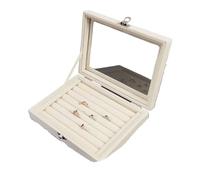Velvet Rrings Box Jewelry Display Casket Storage Organizer Ring Earrings Case For Travel And Vacation(Beige)