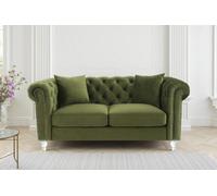 Velvet Sage Green 2 Seater Chesterfield Sofa With Acrylic Feet
