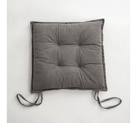 Velvet Seat Pads for Dining Chairs Soft Non Slip Cushions with Ties Comfort Tufted Square Floor Pillow for Kitchen Office Living Room 18x18 Inch Gray (1pc)