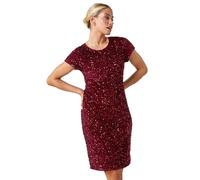 Velvet Sequin Embellished Shift Dress Dusk Wine 10