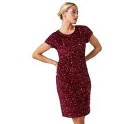 Velvet Sequin Embellished Shift Dress Dusk Wine 18
