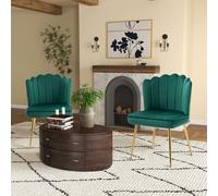 Velvet Shell Luxe Accent Chair Home Bedroom Lounge with Metal Leg HOMCOM Green One Size