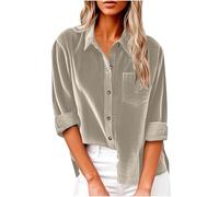 Velvet Shirts for Women UK Elegant V Neck Blouse Smart Casual Tunic Tops Plain Loose Fit Velour Pullover Solid Long Sleeve Oversized Tees Shirt Office Work Shirt Womens Tops, UK Size S-3XL Beige
