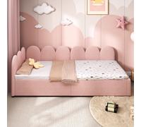 Velvet Single Daybed with 2 Drawers, Sponge Padding, Sturdy Construction, Easy Assembly, Modern Youth Bed Frame with Wooden Slats, Pink Aosom UK