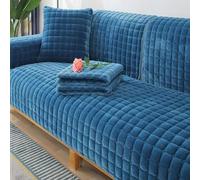 Velvet Sofa Cover 1 2 3 4 Seater, Dog Cat Sofa Protector Anti-Slip Couch Cover L Shape, Soft Sofa Cover Corner Sofa Sofa Protective Cover with Non-slip Base,Dark blue,90x160cm