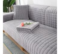 Velvet Sofa Cover 1 2 3 4 Seater, Dog Cat Sofa Protector Anti-Slip Couch Cover L Shape, Soft Sofa Cover Corner Sofa Sofa Protective Cover with Non-slip Base,Light gray,70x150cm