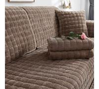 Velvet Sofa Cover 1 2 3 4 Seater, Dog Cat Sofa Protector Anti-Slip Couch Cover L Shape, Soft Sofa Cover Corner Sofa Sofa Protective Cover with Non-slip Base,Khaki,70x210cm