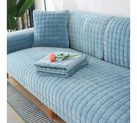 Velvet Sofa Cover 1 2 3 4 Seater, Dog Cat Sofa Protector Anti-Slip Couch Cover L Shape, Soft Sofa Cover Corner Sofa Sofa Protective Cover with Non-slip Base,Light blue,110x210cm