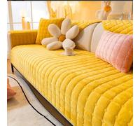 Velvet Sofa Cover 1 2 3 4 Seater, Dog Cat Sofa Protector Anti-Slip Couch Cover L Shape, Soft Sofa Cover Corner Sofa Sofa Protective Cover with Non-slip Base,Yellow,70x150cm