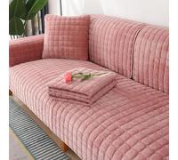 Velvet Sofa Cover 1 2 3 4 Seater, Dog Cat Sofa Protector Anti-Slip Couch Cover L Shape, Soft Sofa Cover Corner Sofa Sofa Protective Cover with Non-slip Base,Pink,90x120cm