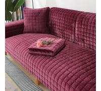 Velvet Sofa Cover 1 2 3 4 Seater, Dog Cat Sofa Protector Anti-Slip Couch Cover L Shape, Soft Sofa Cover Corner Sofa Sofa Protective Cover with Non-slip Base,Purple,110x240cm