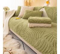 Velvet Sofa Cover - Non-Slip & Washable, Funny Fuzzy Protector for L-Shape 1-4 Seater Sectional Couches Green 110 * 240cm/43.31 * 94.49in