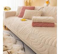 Velvet Sofa Cover - Non-Slip & Washable, Funny Fuzzy Protector for L-Shape 1-4 Seater Sectional Couches White 90 * 240cm/35.43 * 94.49in