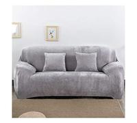 Velvet Sofa Cover Stretch Plush Slipcover for 3 Seater Couch Silver Gray Washable and Elastic Furniture Protector Easy Fit Thick Material 190 230cm